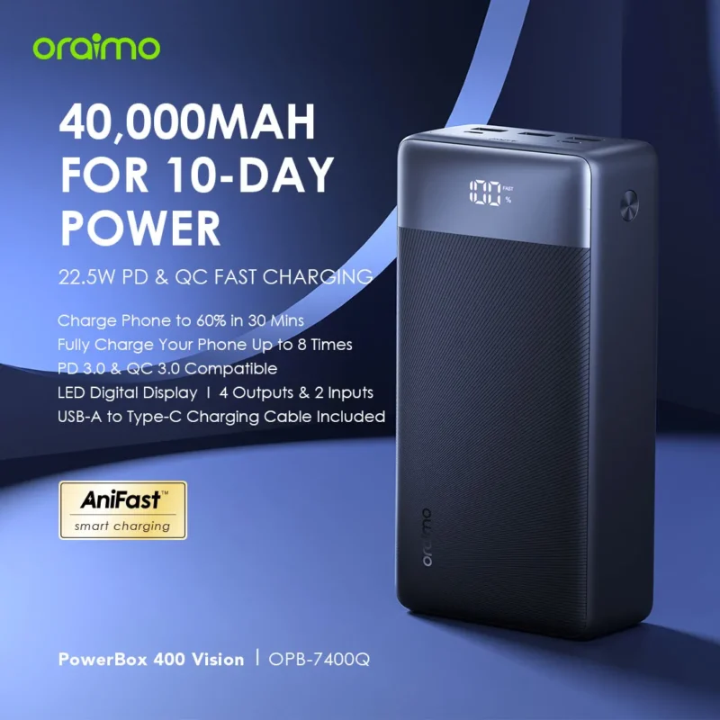 ORAIMO Power Box 400 Vision 40000mAh Power Bank (OPB-7400Q) - Image 2