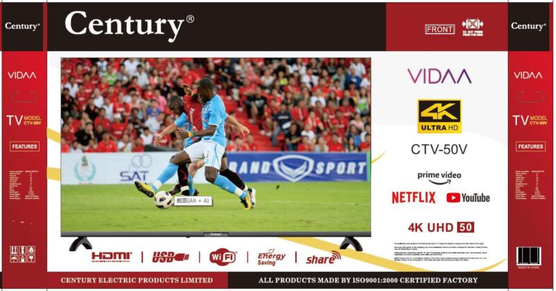 Century 50 Inches VIDA Smart 4K UHD TV (CTV-50) + 1 YEAR WARRANTY - Image 4