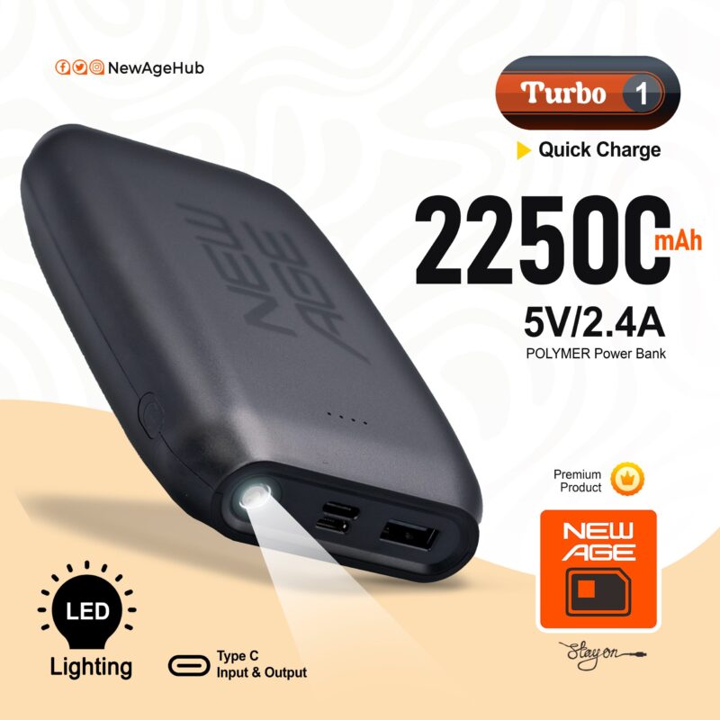 New Age Turbo 1 – 22500mAh Power Bank (With Torch Light) - Image 4