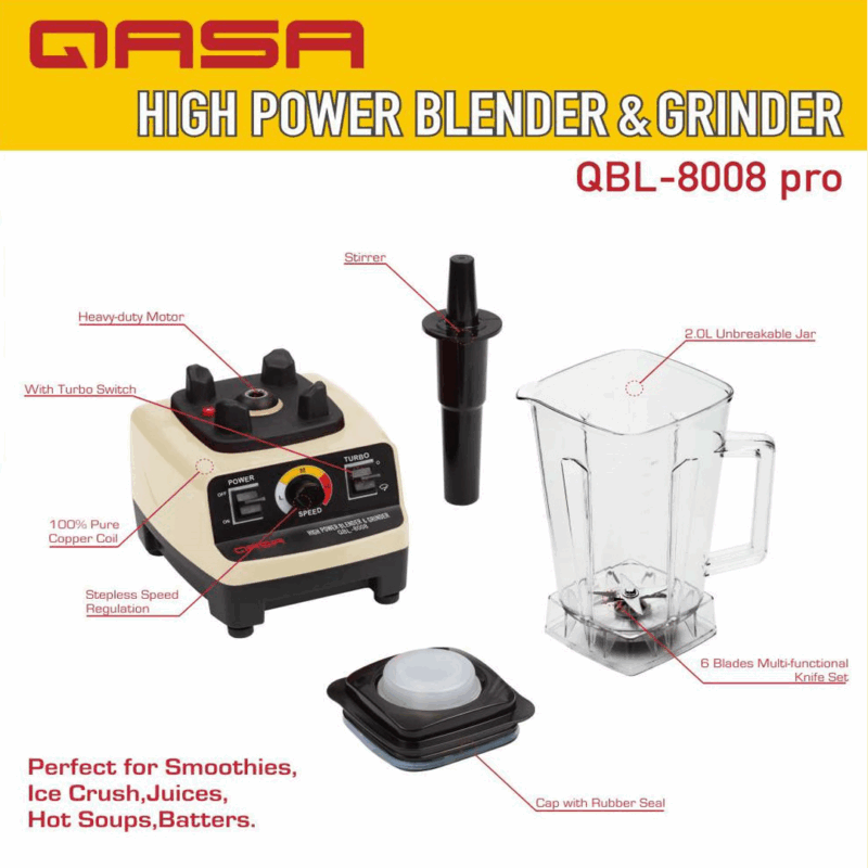 Qasa High Power Blender & Grinder QBL-8008 pro - Image 3